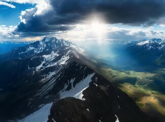 Canvas Print - Scenic Snowy Mountains. Aerial view.