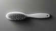 a blank white hair brush on a solid gray background, with a handle and a brush effect. 