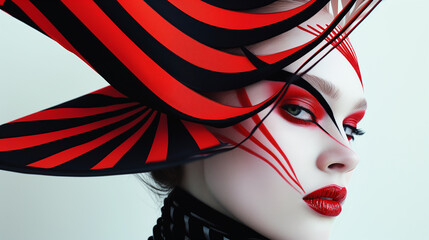 Wall Mural - Woman with creative makeup and hair style. Avant Garde artistic expression of human beauty and potential.