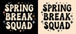 © Pictandra - Spring break squad crew team gang lettering tee. Retro vintage groovy cute aesthetic. Text vector for bestie girls boys children family holiday group trips matching shirt design printable accessories.