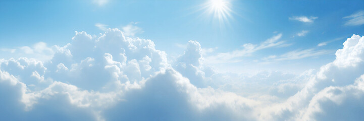 Sticker - Sunny blue sky background with white clouds.