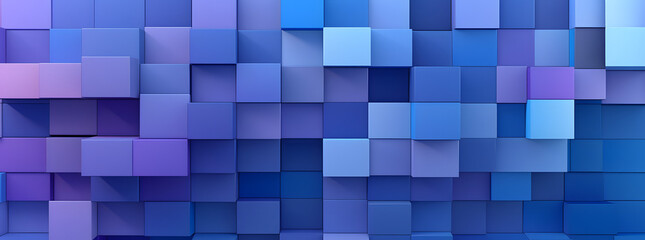 Wall Mural - purple blue and blue grid background, in the style of sculptural reliefs, blocky