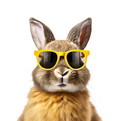 Wall Mural - Bunny with Cool Sunglasses: The Easter Rabbit, Isolated on Transparent Background, PNG