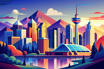 Poster - Abstract cityscape scene vektor illustation