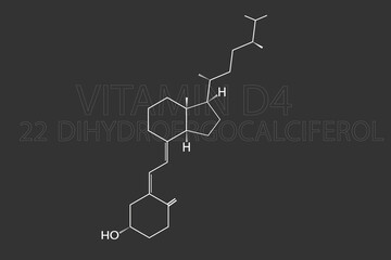 Wall Mural - Vitamin D4 molecular skeletal chemical formula.