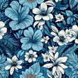 illustrated vintage blue tropical flower--3:2