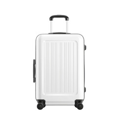 Travel stylish white suitcase isolated on transparent background