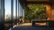 © TensorSpark - Modern eco-friendly office space featuring a lush living green wall, designed to promote employee wellness and environmental sustainability in the workplace.