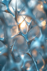 Fototapete - A striking, modern metal wall art featuring an array of thorns in a sleek, polished finish,