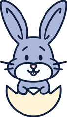 cute bunny in easter egg cartoon