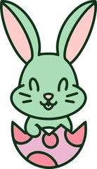 cute bunny in easter egg cartoon