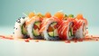 Japanese food. gourmet sushi on colorful background