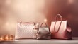 Assortment of high-end designer handbags on display with soft lighting