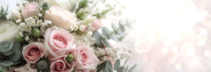 small bouquet of wedding flowers with a light backgro