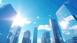 © Ilmi - Modern business office skyscrapers. High-rise buildings with blue sky. bright and clean high tech office background