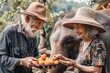elderly caucasian couple feeding fruit to elephants at a cruelty-free nature reserve