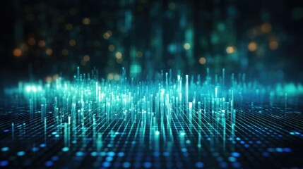 Aufkleber - Technology futuristic background. Scientific technology data of binary code transmission and network of connectivity concept with digital glowing binary code matrix 