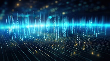 Aufkleber - Technology futuristic background. Scientific technology data of binary code transmission and network of connectivity concept with digital glowing binary code matrix 