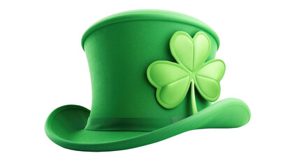 St. Patrick's Day hat with clover on transparent 