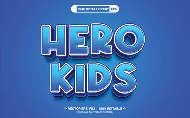 Poster - Hero kids editable 3d cartoon style vector text effect