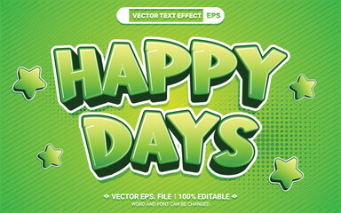 Poster - Happy days 3d editable cartoon style vector text effect