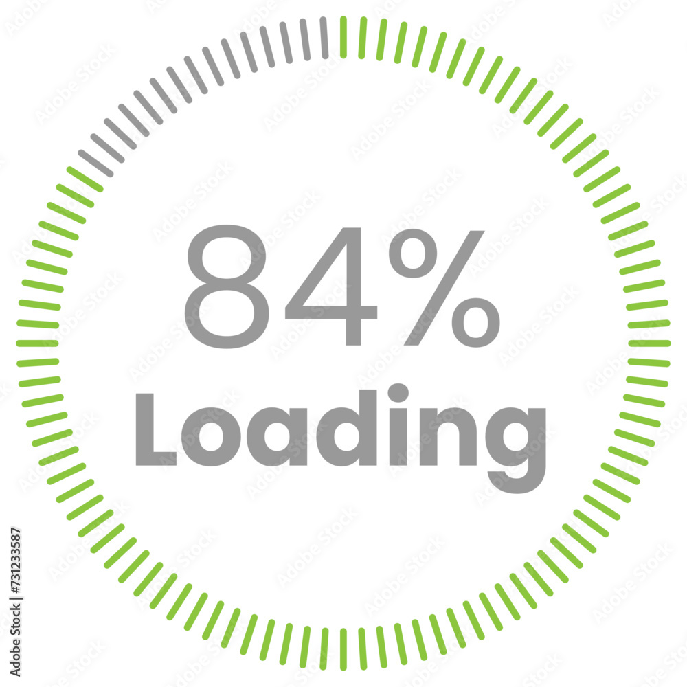 84% Loading. 84% circle diagrams Infographics vector, 84 Percentage ...