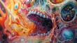 © starush - A painting of a colorful skull with many different colors, AI