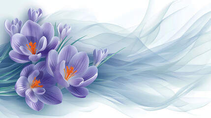 Wall Mural - greeting Card for 8 March with flowering crocuses. happy womens day