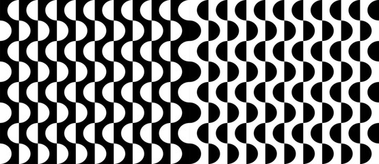 Poster - Abstract seamless background with semicircles. A black pattern on a white background and an equally white shapes on the black side.