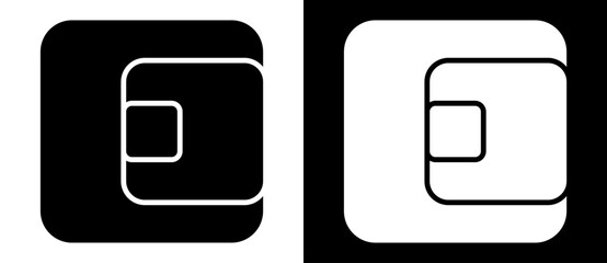 Poster - Art square shape as symbol, logo or icon. A black figure on a white background and an equally white figure on the black side.