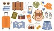 © Myurenn - Travel vector illustration set. Big set of trip accessories.