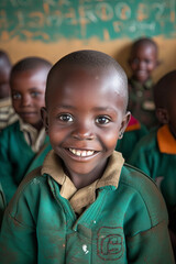 the smile of a child in africa in a school in kenya