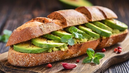 Wall Mural - avocado in a toasted loaf