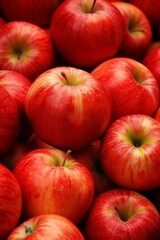 Poster - Crimson Cascade: A Playful Array of Stacked Red Apples