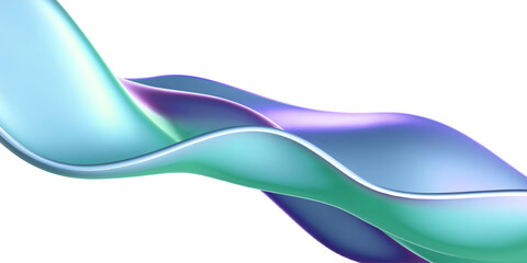 Wall Mural - 3d holographic liquid wave, iridescent chrome fluid silk fabric isolated on light background. render