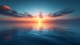 Fototapeta Na sufit - A peaceful sunrise over a calm sea, representing the dawn of Labor Day and new beginnings