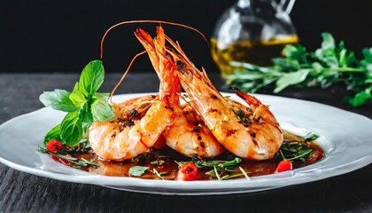 Canvas Print - grilled shrimp gourmet fine dining grilled shrimp