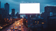A captivating billboard mockup in a mesmerizing cityscape bathed in the enchanting hues of dusk. With its vast, empty canvas, this scene provides endless possibilities for advertisers lookin