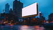 A captivating billboard mockup in a mesmerizing cityscape bathed in the enchanting hues of dusk. With its vast, empty canvas, this scene provides endless possibilities for advertisers lookin