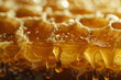 Honey background. Dripping tasty honey, close up.