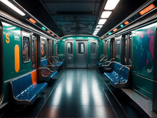 Interior View Of A Subway Car