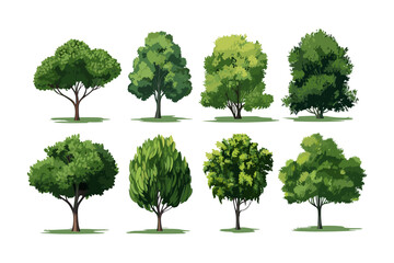 Sticker - field trees set isolated vector style with transparent background illustration