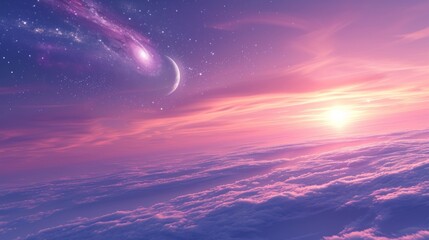 Wall Mural - soft hues and gentle gradients imbue the scene with cosmic peace