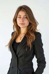 Wall Mural - Professional Woman Poses in Black Suit