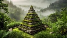 Small Stone Pyramid In A Tropical Forest