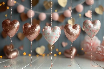 Poster - Hearts Hanging From Strings.  