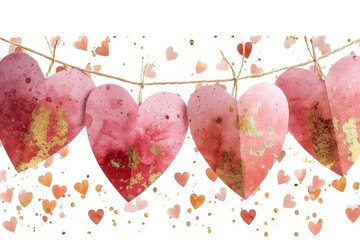Aufkleber - A Bunch of Hearts Hanging From a Line.  