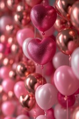 Poster - Heart-Shaped Balloons Hanging From Ceiling.  