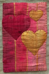 Poster - Piece of Cloth With Hearts Pattern.  