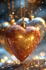 Poster - Heart Shaped Ornament Hanging From Chain.  